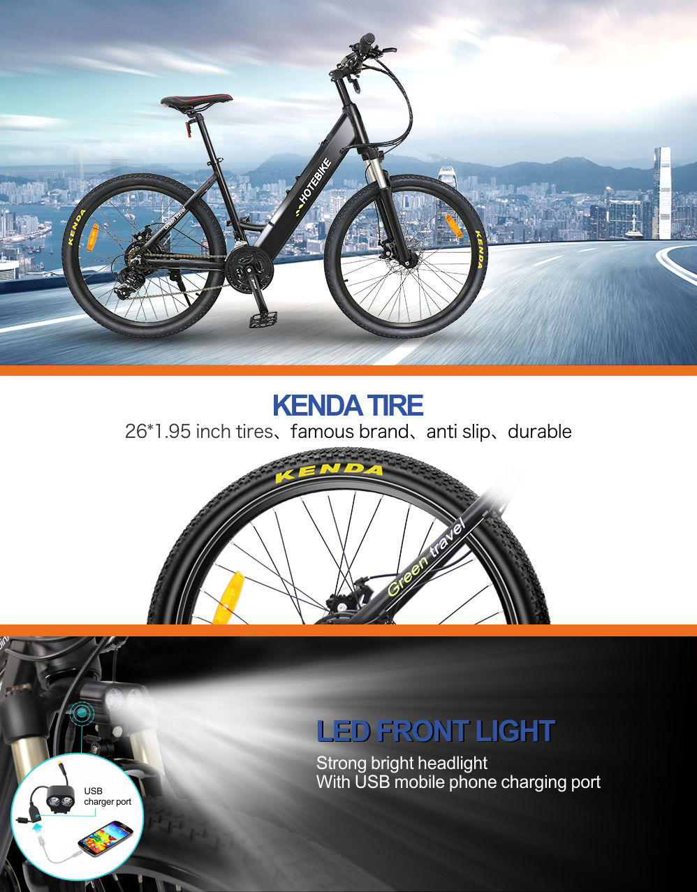 26 inch electric bikes city bikes mountain bike for men women adults (A5AH26-36V350W) - City Electric Bike - 3
