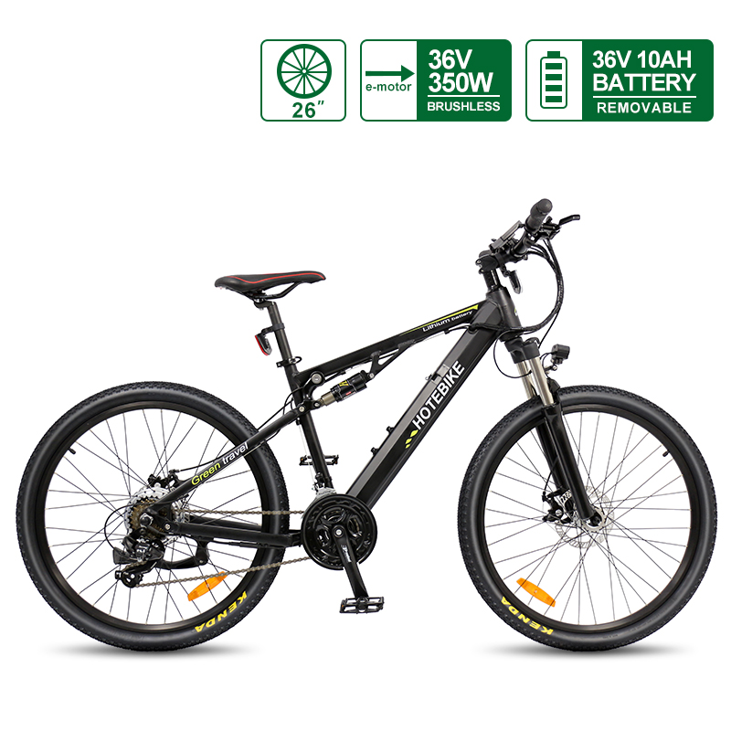 China 36V 350W full suspension mountain e-bike for sale (A6AH26-S)