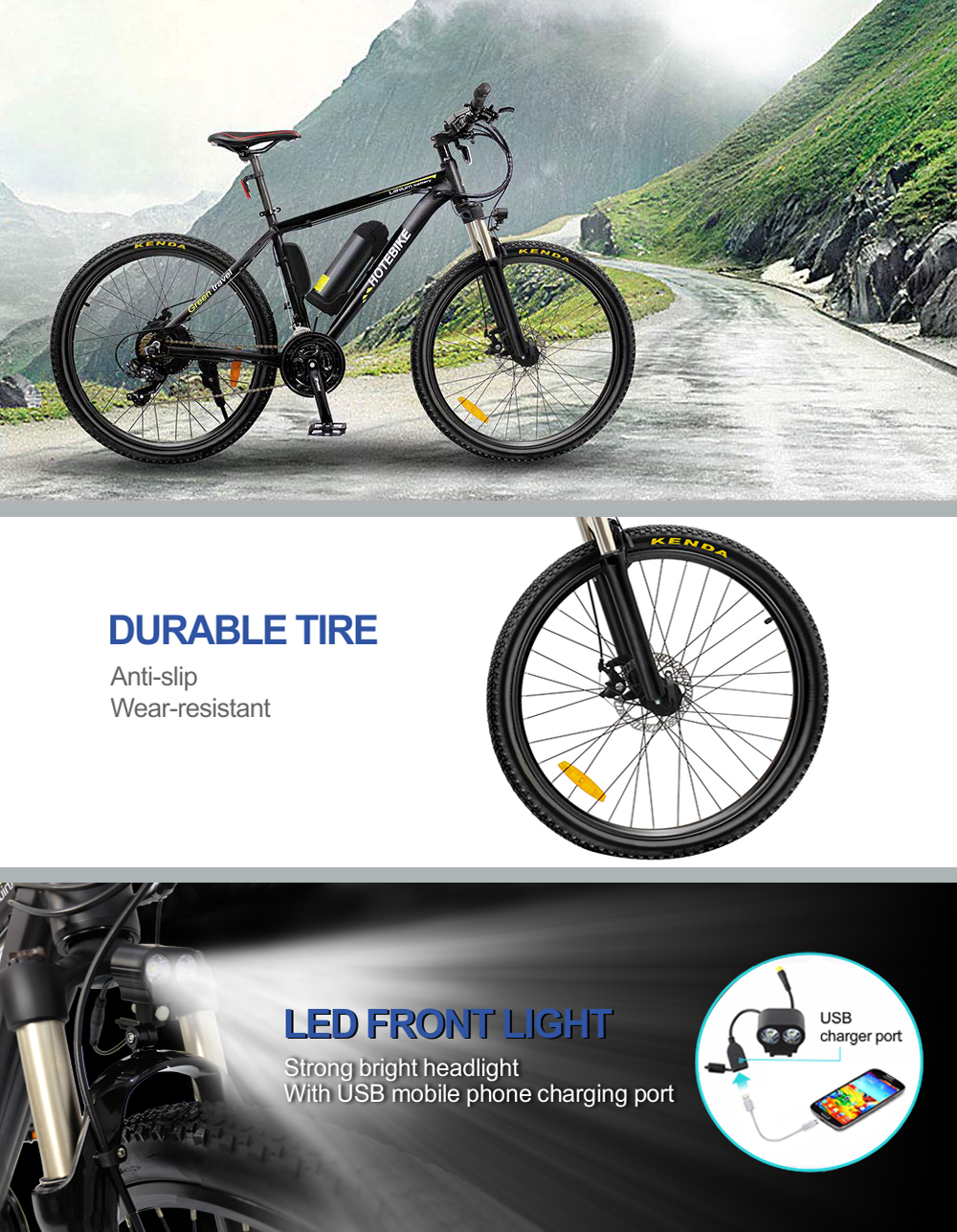 The Best Hybrid Electric Mountain Bikes (A6AB26-36V350W) - Mountain Electric Bike - 6