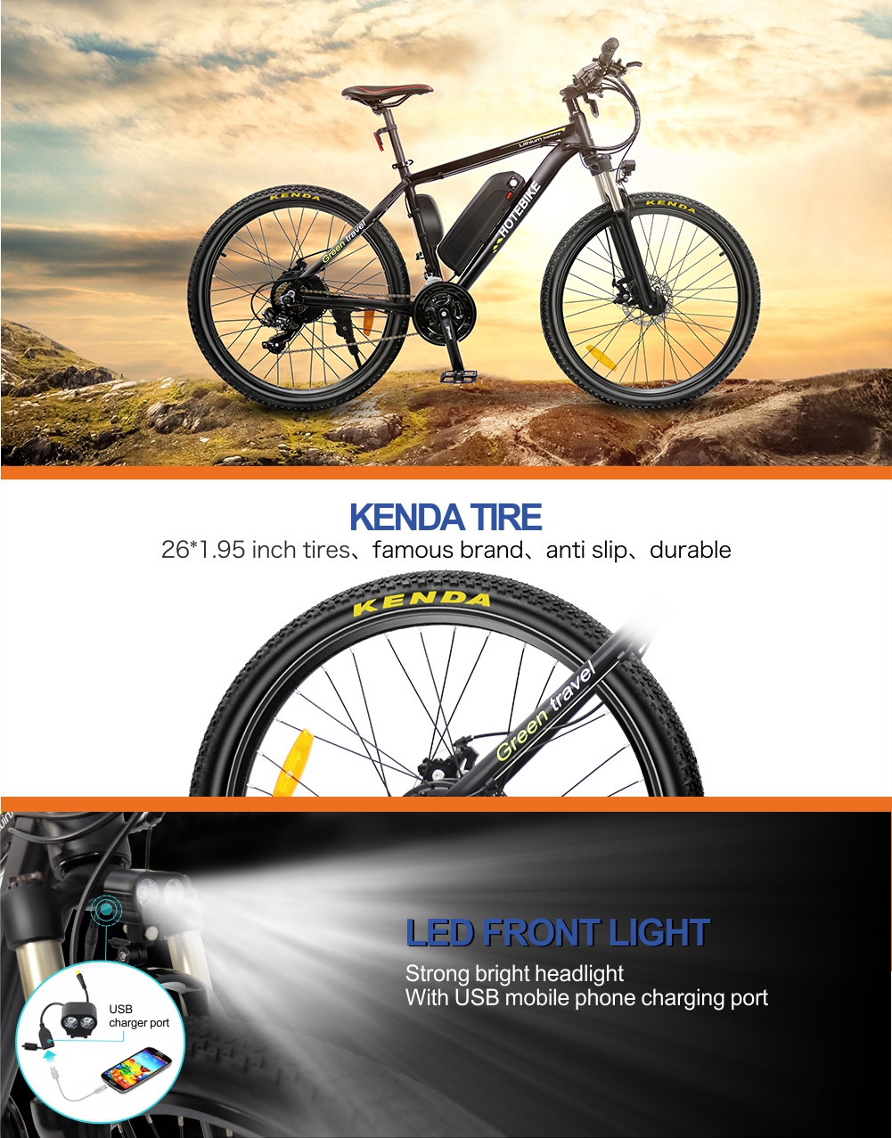 48v 500w Electric Mountain Bikes Best E Bike (A6AD26-48V500W) - Mountain Electric Bike - 1