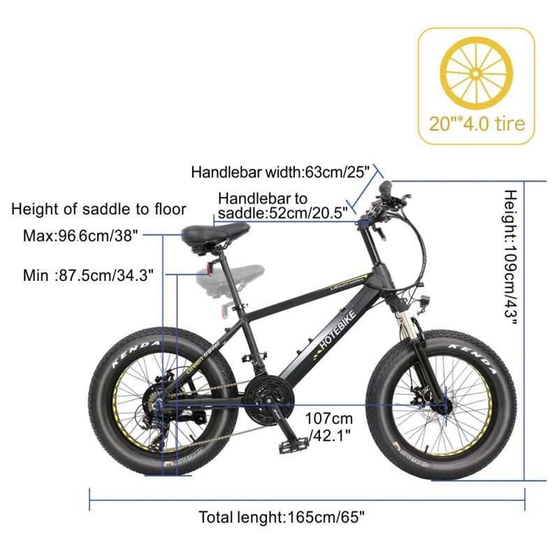 Mini fat tire electric bicycle 20″ 36V 350W beach electric bike snow ...