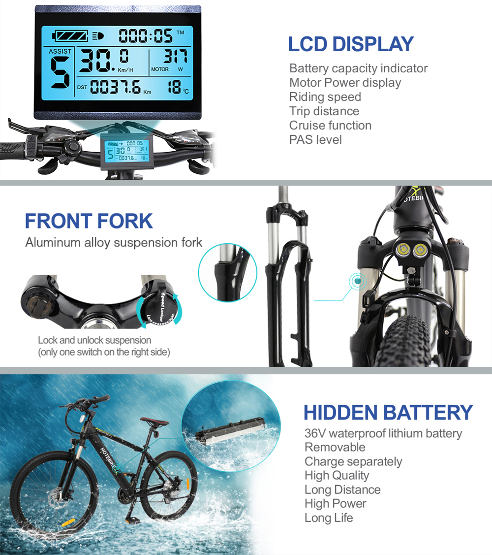 HOTEBIKE Best Electric Mountain Bikes for Sale on Amazon -  - 3