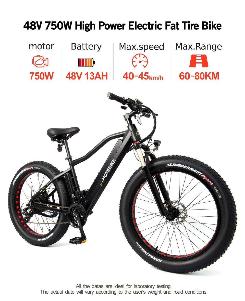 48V 750W fat tire electric bike mountain bike A6AH26F - Fat Tire Electric Bike - 1