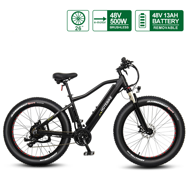 48V 500W Fat дөңгөлөк электр велосипед, бийик тоо тоо велосипед 26 6 (A26AH48F-500VXNUMXW)