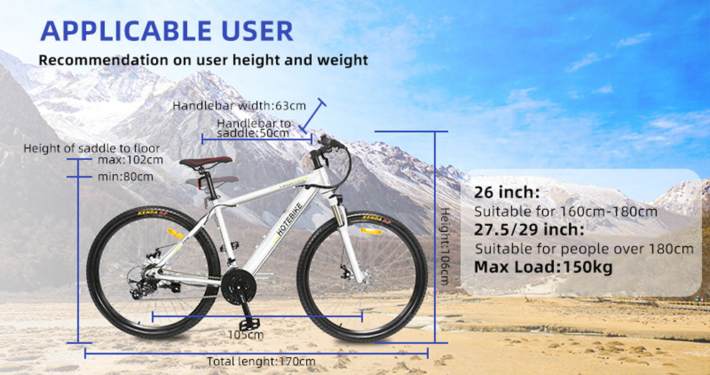 36V 350W 26 inch Assist Best Adult Electric Bicycles Hidden Battery (A6AH26-36V350W WHITE) - Mountain Electric Bike - 5