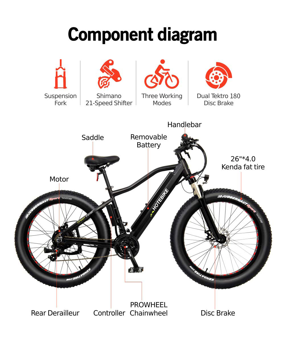 48V 750W fat tire electric bike mountain bike A6AH26F - Fat Tire Electric Bike - 5