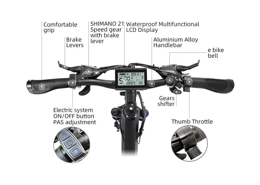 20 inch Electric Fat Bike Fat Tire Electric Bike (A6AH20F-48V500W) - Fat Tire Electric Bike - 3