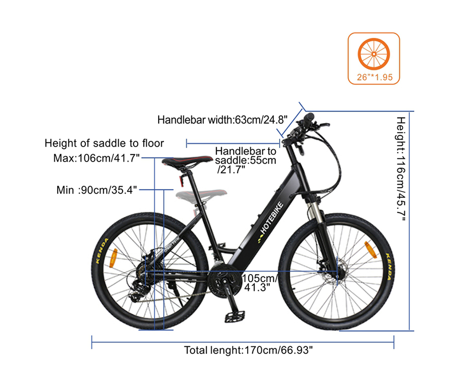 European Electric City Bike lightweight electric bike with 36V 250W motor HOTEBIKE A5AH26 - Electric Bike Europe - 12