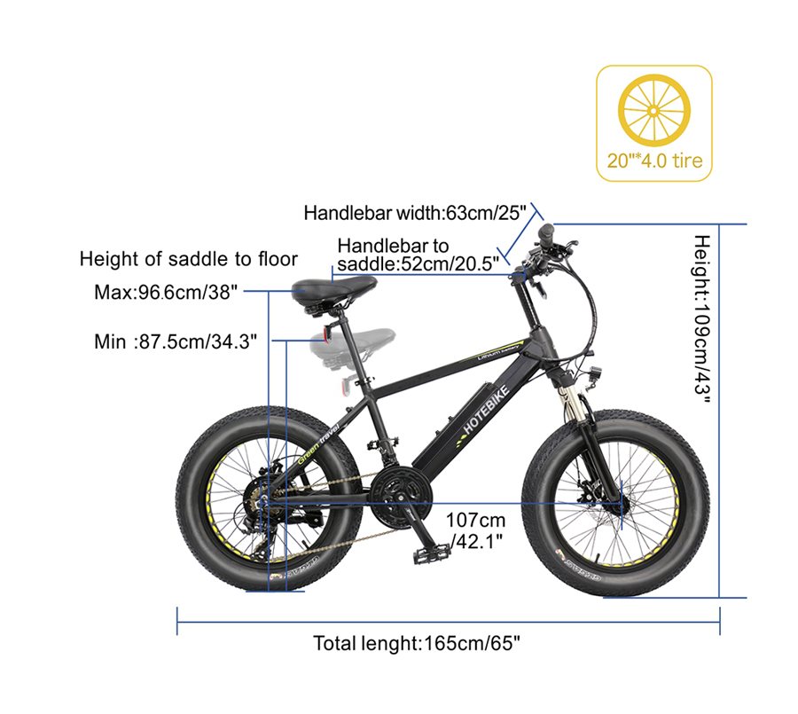 48V500W 20-palcový elektrický tukový bicykel Elektrický bicykel s tukovými pneumatikami A6AH20F