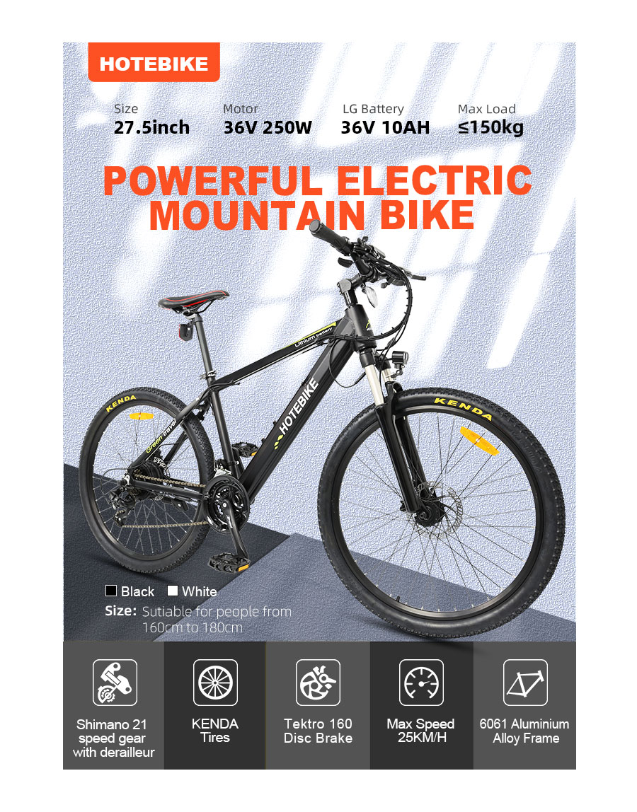 27.5 inch Electric Mountain Bikes for Sale 36V 250W Specialized Electric Mountain Bike A6AH26 36V 10AH Battery Electric Bike - Mountain Electric Bike - 1