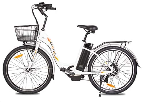 Electric City Bike 26″ City Powerful Bicycle EBike 350W Motor 36V/10AH Moped (White) – Throttle & Pedal Assist; You Will Receive Two Packages