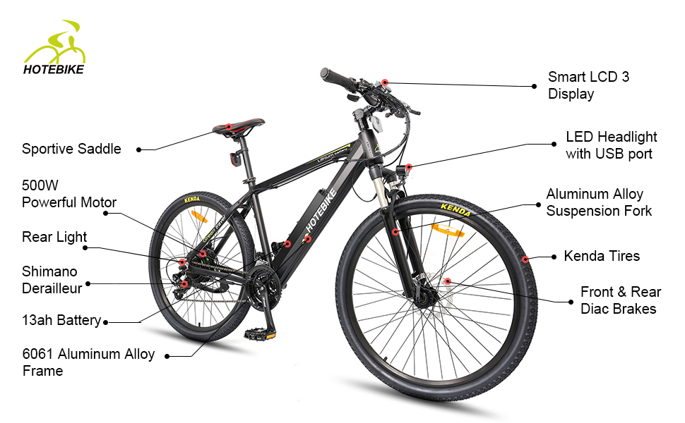 48V 500W 26″ E Mountain Bike with Removable Battery - Electric Bike Canada - 7