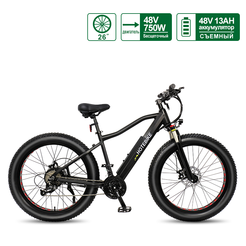48V 750W Fat Tire Electric Bike Powerful Mountain Bike with 12AH Battery A6AH26F