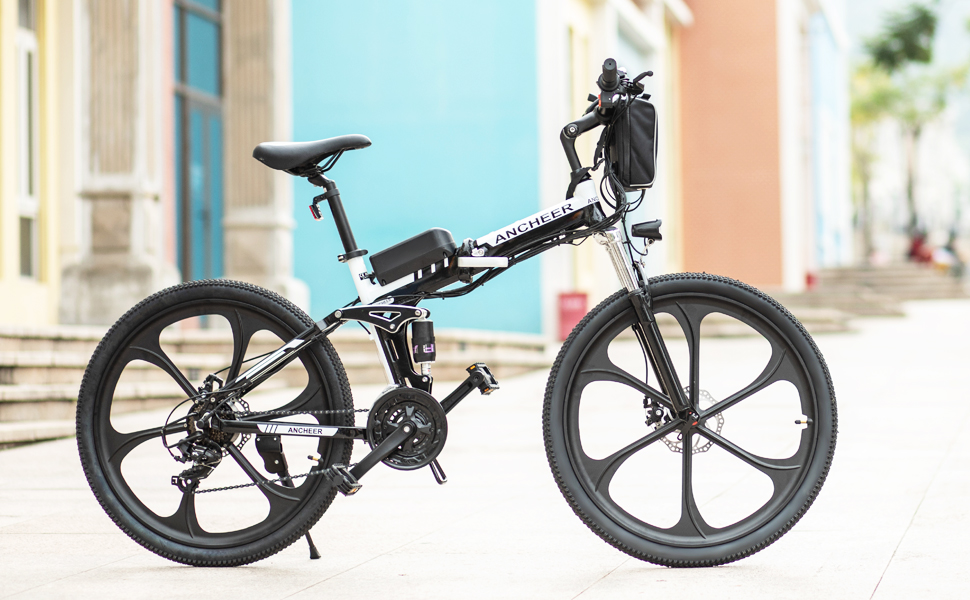 ANCHEER Folding Electric Mountain Bike with 26″ Super Lightweight Magnesium Alloy 6 Spokes Integrated Wheel, Premium Full Suspension and 21 Speed Gears - blog - 2