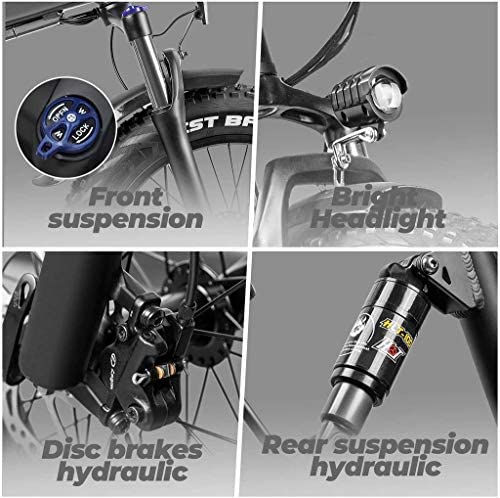 eAhora X7 Plus 750W Fat Tires Folding elektryske fyts Folsleine ophinging Hydraulyske remmen 48V elektryske fytsen foar folwoeksenen mei elektrysk slot, Power Regeneration System 8 Speed ​​Gears, Red - blog - 6