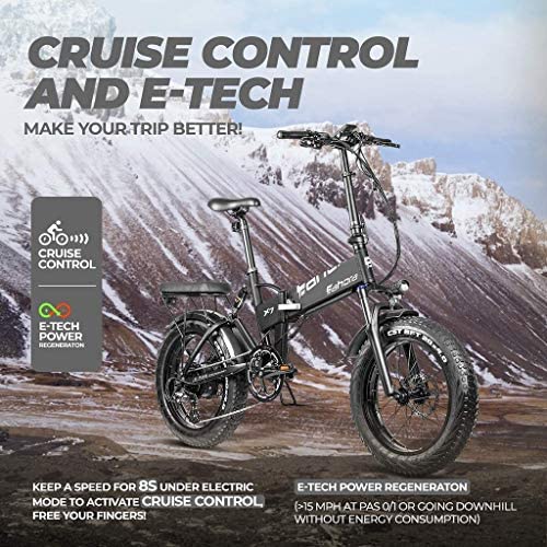 eAhora X7 Plus 750W Fat Tires Folding Electric Bike Full Suspension Hydraulic Brakes 48V Electric Bikes for Adults with Electric Lock, Power Regeneration System 8 Speed Gears, Red - blog - 3