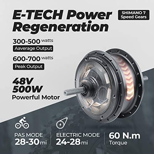 Eahora X5 PRO 20-calowy rower elektryczny składany z grubymi oponami 4.0 V 48 Ah Rower elektryczny Snow Beach Bateria litowa 10.4 W Ebike z przednim zawieszeniem dla dorosłych E-PAS Power Recharge System, 500 prędkości - blog - 7