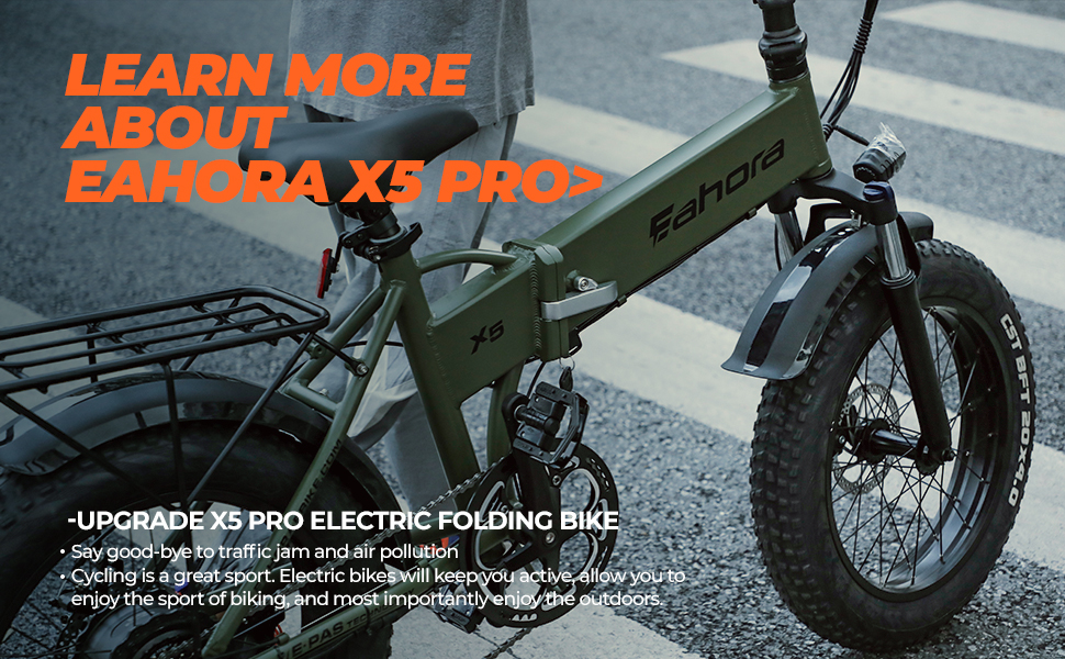 Eahora X5 PRO 20 Inch 4.0 Fat Tire Folding Electric Bike 48V 10.4Ah Snow Beach Electric Bicycle Lithium Battery 500W Front Suspension Ebike for Adults E-PAS Power Recharge System, 7 Speed - blog - 9