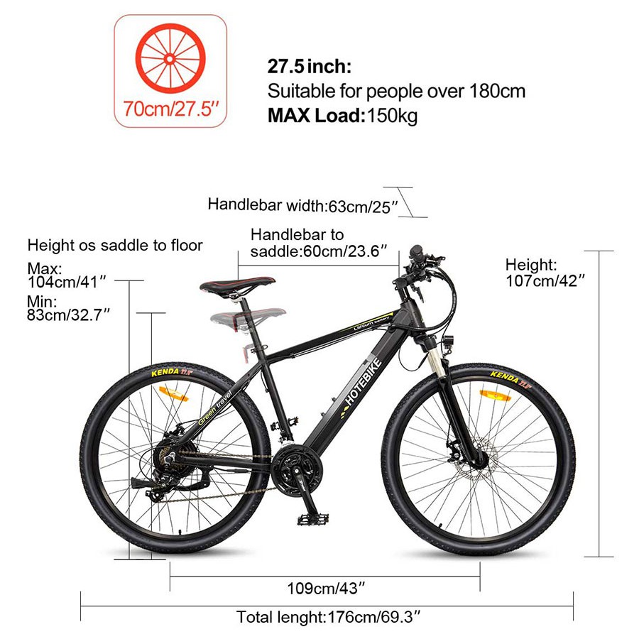 HOTEBIKE 27.5 дюймдук 36 В тоодогу электрдик велосипед 160 диск тормоздору Алдыңкы суспензия, круиздик башкаруу 350 Вт чоңдор үчүн электрдик велосипеддери ажыратылуучу батареясы, кайра заряддоо системасы, 21 ылдамдыктагы тиштүү - блог - 9