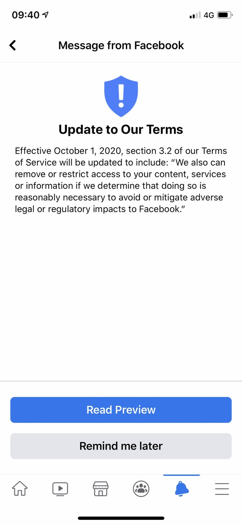 Facebook Tos