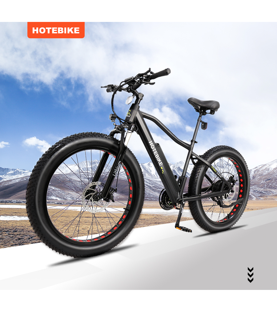 ECOTRIC Powerful Fat Tire Electric Bicycle 26″ Aluminium Frame Suspension Fork Beach Snow Ebike Electric Mountain Bicycle 750W Motor 48V 13AH Removable Lithium Battery
