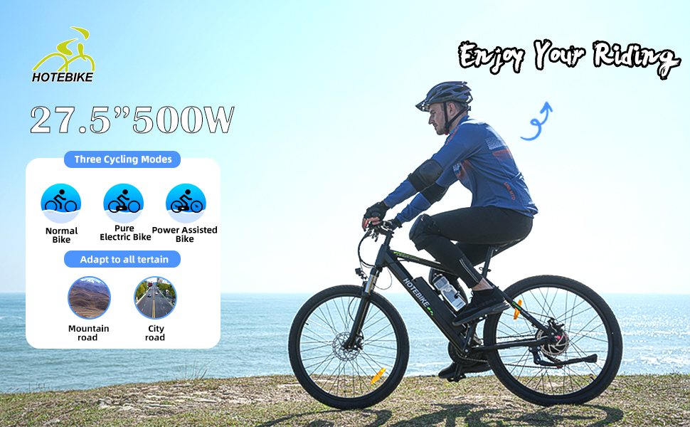 27.5 Inch Electric Bicycle 48V 500W 12AH Motorised Bicycle Removable Battery for Sale - Electric Bike Europe - 1