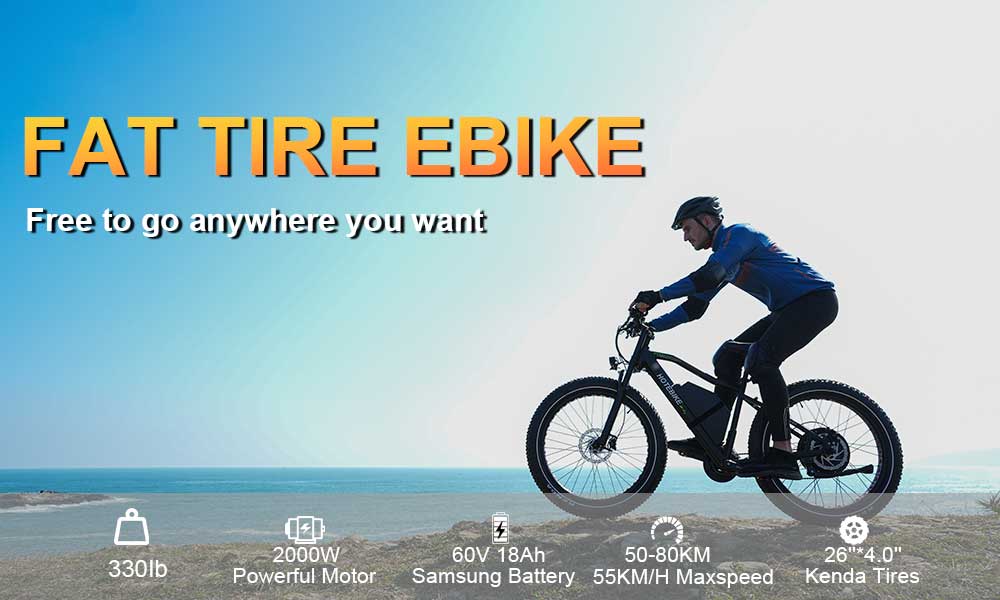 60V 2000W Fat Tire Electric Bike Max Speed 55KM/H Snow Beach Bike 18AH Battery - Fat Tire Electric Bike - 1