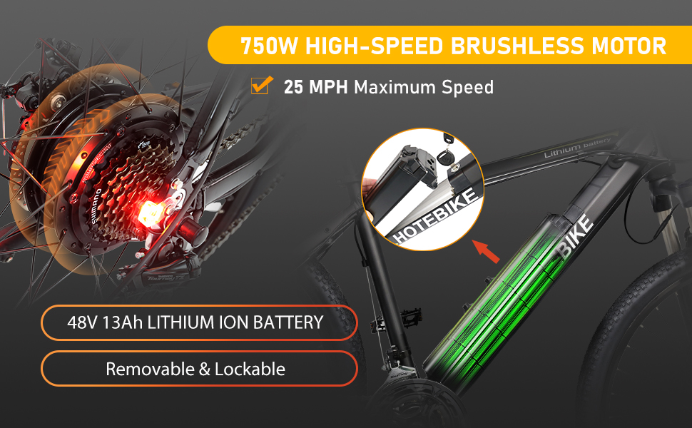 48V 750W high-power 27.5*1.95 inch Best Adult Electric Mountain Bikes - Mountain Electric Bike - 4