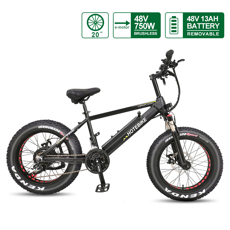 20 inch Fat Tire Electric Bike 48V 750W Motor with 12AH Battery A6AH20F