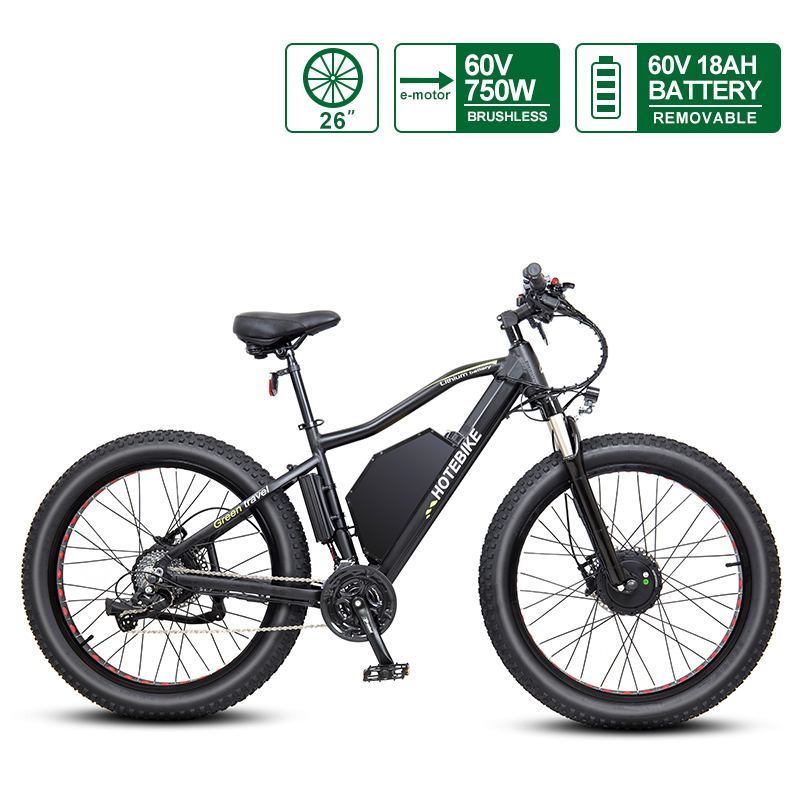 60V 750W Dual Motor Electric Fat Bike HOTEBIKE Fat Tyre Bike