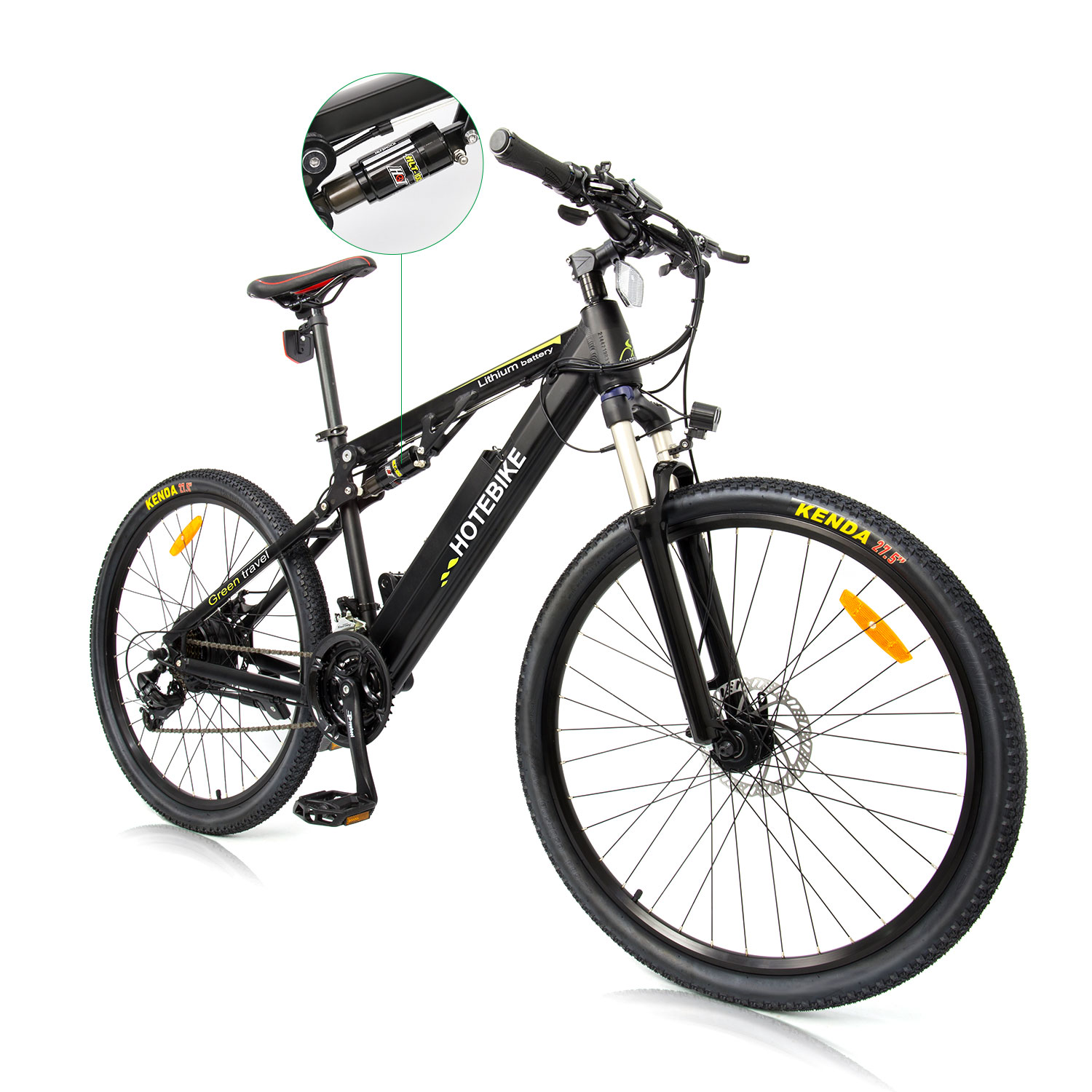 Electric Mountain Bike with Full Suspension 500W E-bike and Hidden Battery