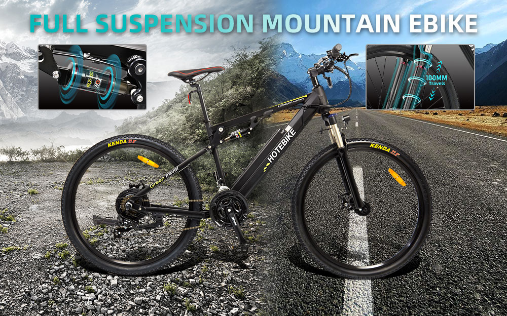 Electric Mountain Bike with Full Suspension 500W E-bike and Hidden Battery - Electric Bike USA - 1