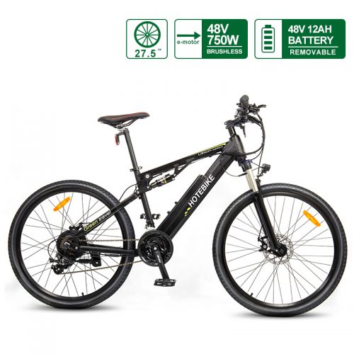 27.5″ E-Bike Full Suspension Electric Moutain Bike 48V 750W with 48V Battery
