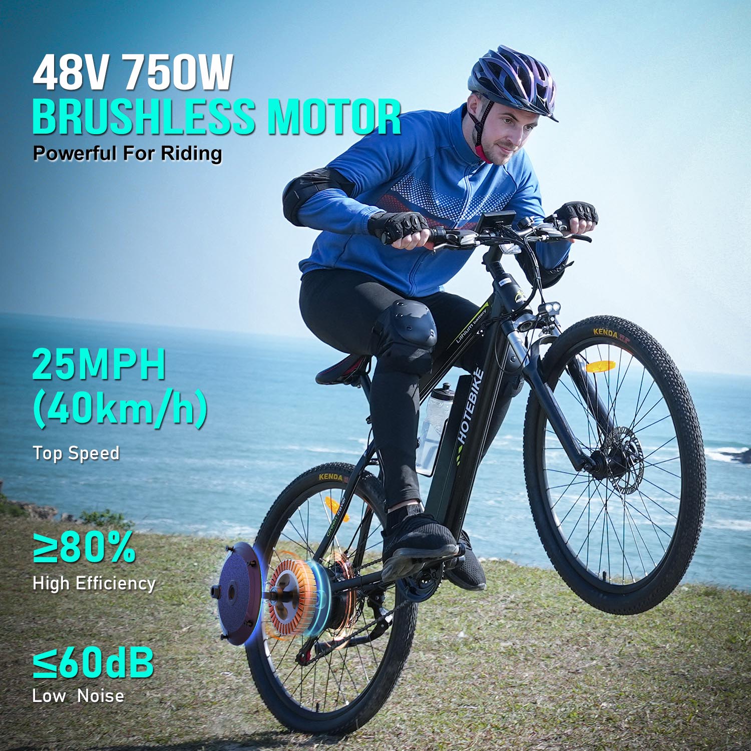 27.5″ mendiko bizikleta elektrikoak salgai 48V 750W Hotebike E-Bike azkarrena