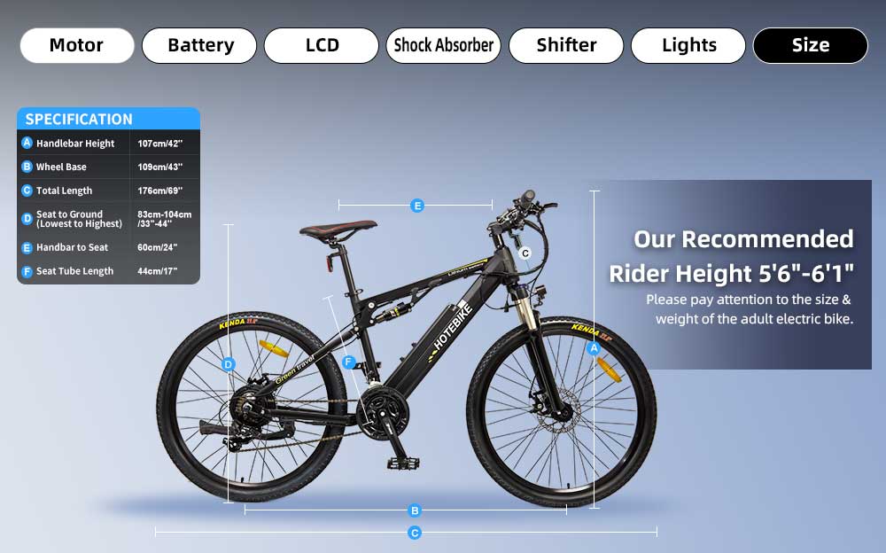 Electric Mountain Bike with Full Suspension 500W E-bike and Hidden Battery - Electric Bike USA - 9
