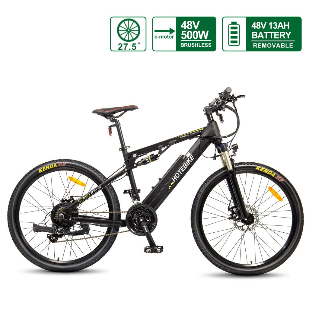 Mountain E-Bike med fuldt ophæng 500W elektrisk cykel 27.5 ″