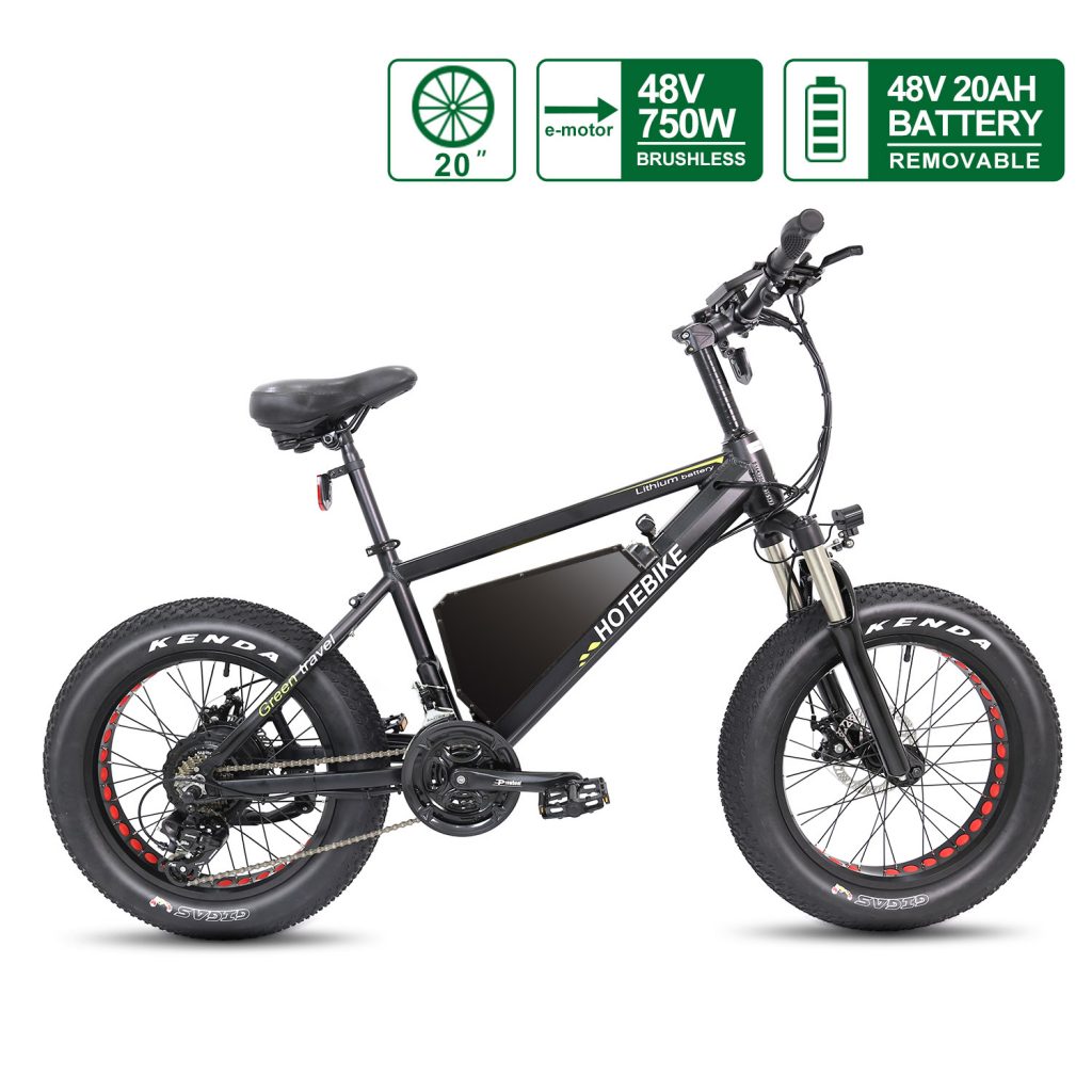 Ọra Tire Electric Bike 20 inch Tire 48V 750W Motor 20AH Batiri A6AH20F