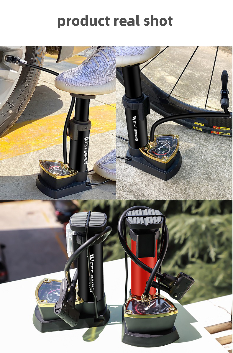 Foot Operated Bicycle Pump With Air Pressure Gauge Display - HOTEBIKE - 11
