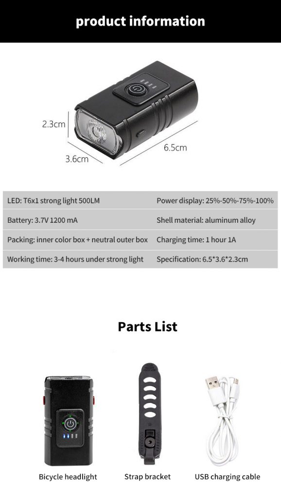 Outdoor Waterproof Cycling Light | USB charging with output power display - HOTEBIKE - 2