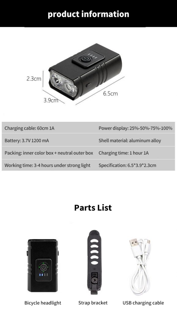 Outdoor Waterproof Cycling Light | USB charging with output power display - HOTEBIKE - 3