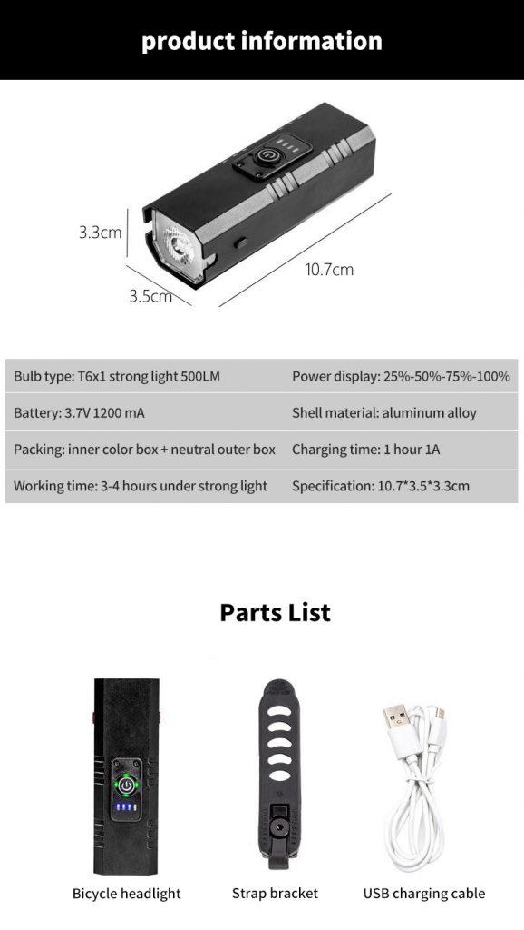 Outdoor Waterproof Cycling Light | USB charging with output power display - HOTEBIKE - 4