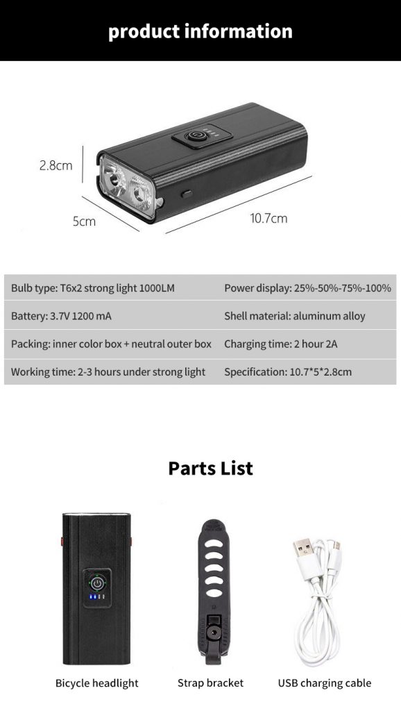 Outdoor Waterproof Cycling Light | USB charging with output power display - HOTEBIKE - 5