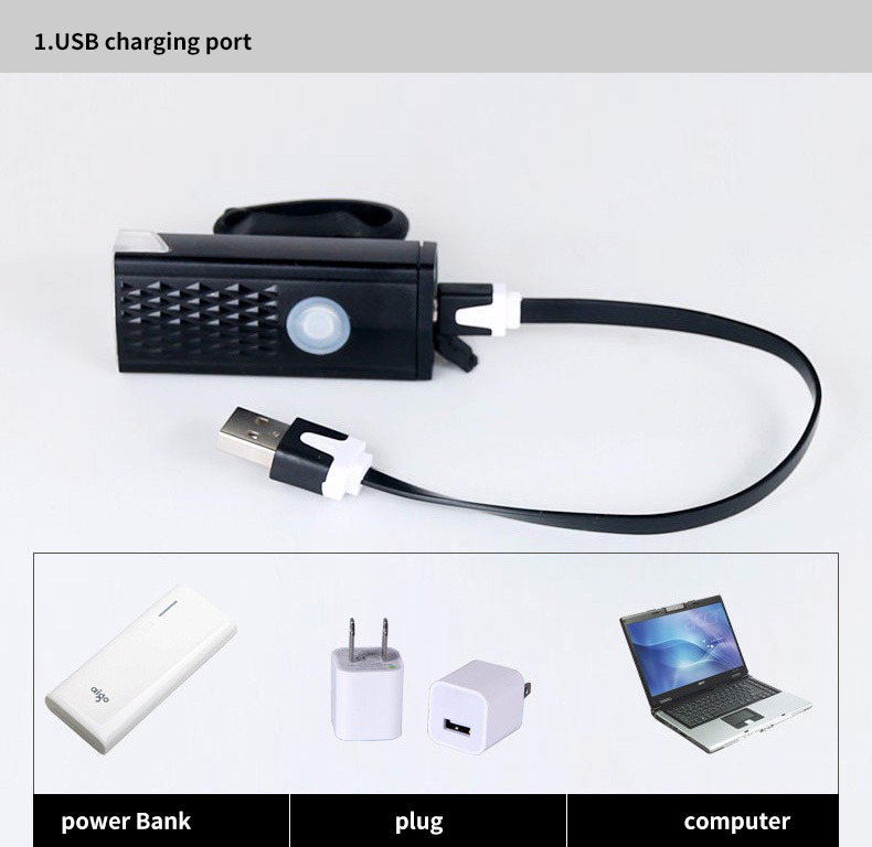 Bicycle Headlights Equipped With USB Charging - HOTEBIKE - 3