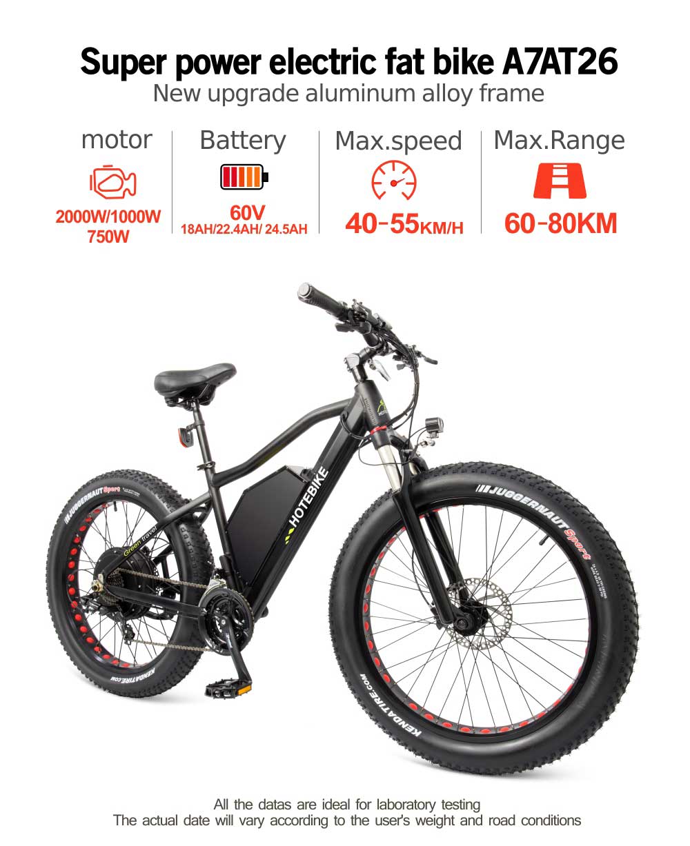 48V 500W Dual Motor Electric Fat Bike HOTEBIKE Fat Tire Bike - Fat Tire Electric Bike - 1