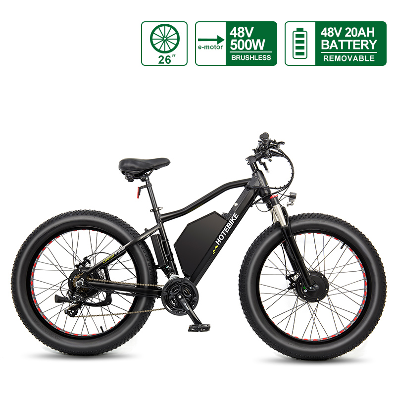 48V 500W Dual Motor Electric Fat Bike HOTEBIKE Fat Tire Bike