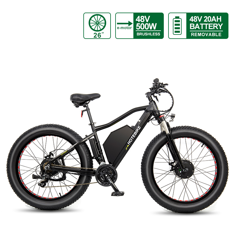 48V 500W Doppelmotor Elektro Fat Bike HOTEBIKE Fat Tire Bike