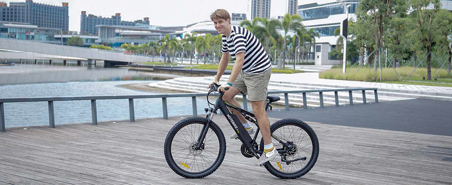 Full Suspension Electric Bike 750W Ebike with 48V 14.4AH Removable Battery
