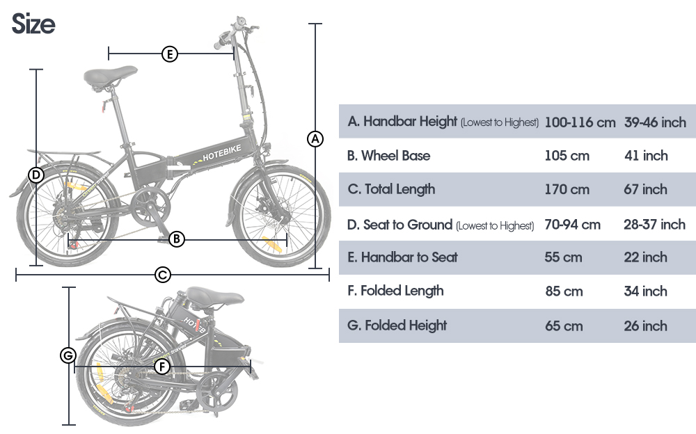HOTEBIKE Mini Folding Electric Bikes - Folding Electric Bike - 12