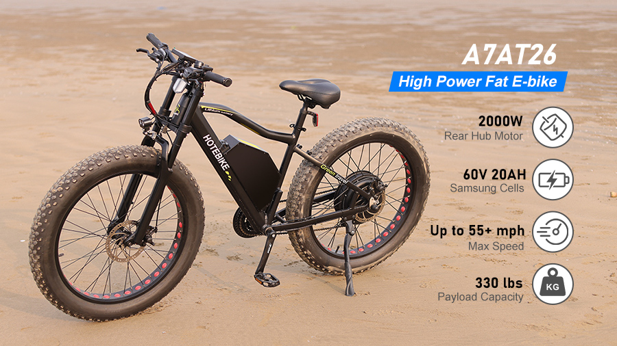 Xe đạp điện 2000W lốp béo với hệ thống treo phuộc đôi xuống dốc