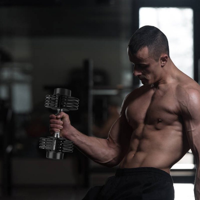 Adjustable Dumbbell 25 lbs with Fast Automatic Adjustable